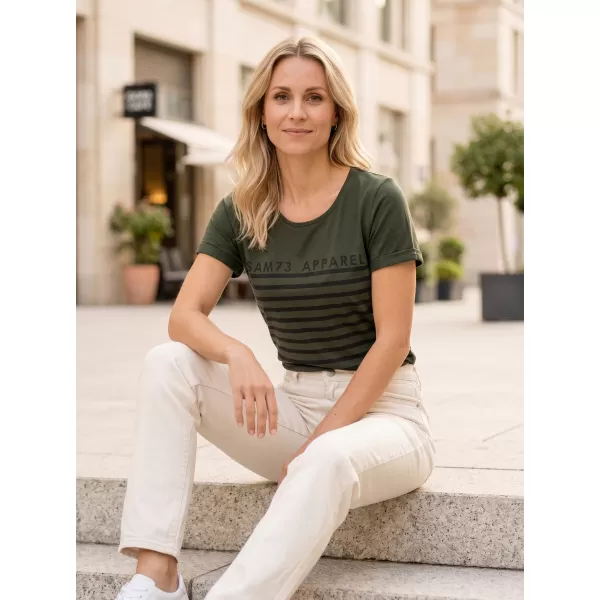  Frauen t -Shirt mit kurzen Ärmeln SAM 73 LANE WT 834 ARMEE 