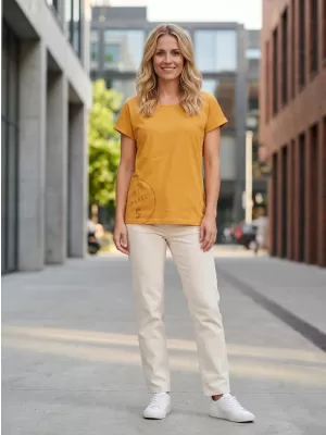 Frauen t -Shirt mit kurzen Ärmeln SAM 73 LEAH WT 828 DUNKLER OCKER