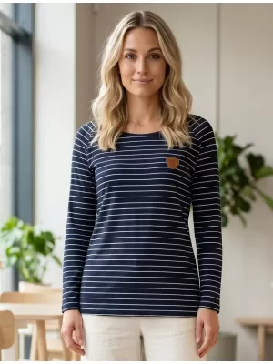 Frauen t -Shirt mit langen Ärmeln SAM 73 PAULA WT 836 DUNKELBLAU