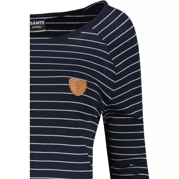  Frauen t -Shirt mit langen Ärmeln SAM 73 PAULA WT 836 DUNKELBLAU 