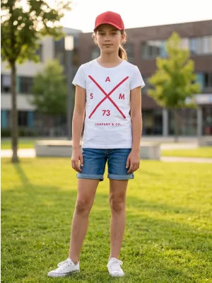 Girl's T -Shirt mit kurzen Ärmeln SAM 73 CAROLINE GT 554 WEIß