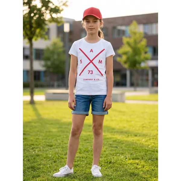  Girl's T -Shirt mit kurzen Ärmeln SAM 73 CAROLINE GT 554 WEIß 