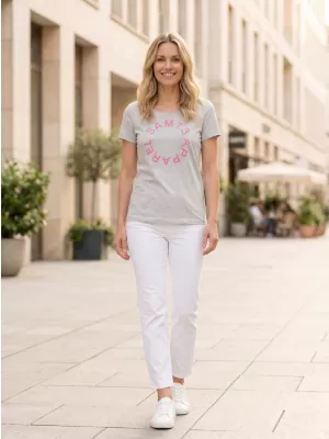 Frauen t -Shirt mit kurzen Ärmeln SAM 73 ARIAS WT 825 HELLGRAU