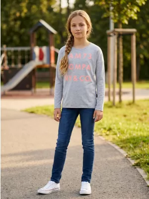 Girl's T -Shirt mit langen Ärmeln SAM 73 KAT GT 557 HELLGRAU