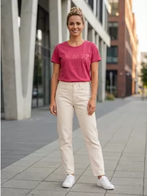 Frauen t -Shirt mit kurzen Ärmeln SAM 73 JOHANNA WT 835 DUNKELROSA