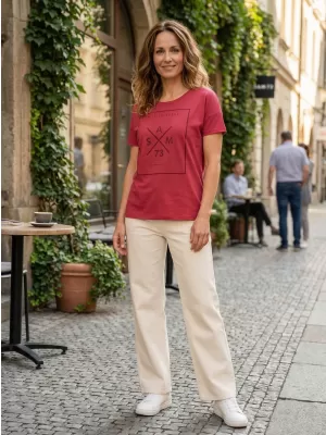 Frauen t -Shirt mit kurzen Ärmeln SAM 73 TANYA WT 826 DUNKELROSA