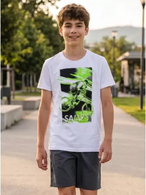 Boy T -Shirt mit kurzen Ärmeln SAM 73 LEO BT 550 WEIß