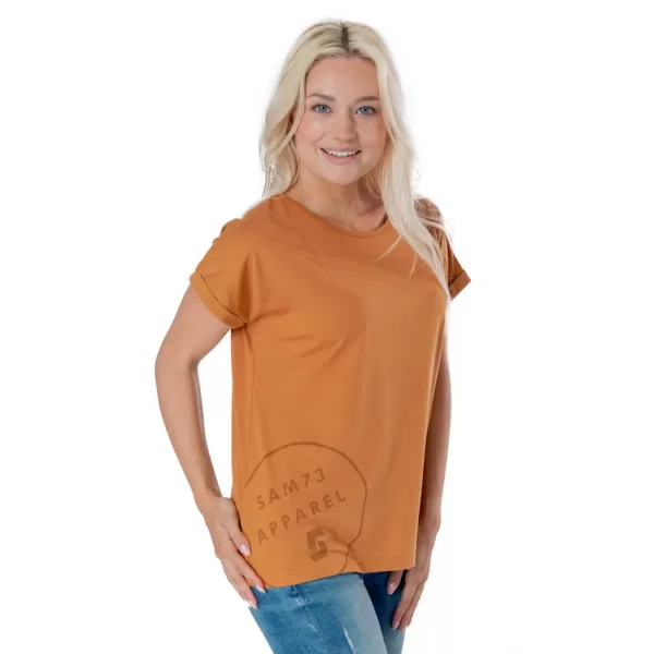  Frauen t -Shirt mit kurzen Ärmeln SAM 73 LEAH WT 828 DUNKLER OCKER 