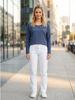 Frauen t -Shirt mit langen Ärmeln SAM 73 SANDRA WT 830 BLAU