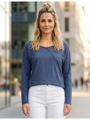 Frauen t -Shirt mit langen Ärmeln SAM 73 SANDRA WT 830 BLAU