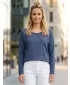 Frauen t -Shirt mit langen Ärmeln SAM 73 SANDRA WT 830 BLAU