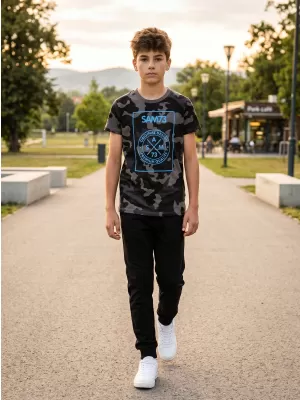 Boy T -Shirt mit kurzen Ärmeln SAM 73 TOBY BT 549 SCHWARZ