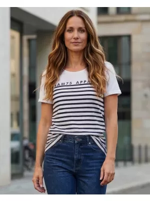 Frauen t -Shirt mit kurzen Ärmeln SAM 73 LANE WT 834 WEIß
