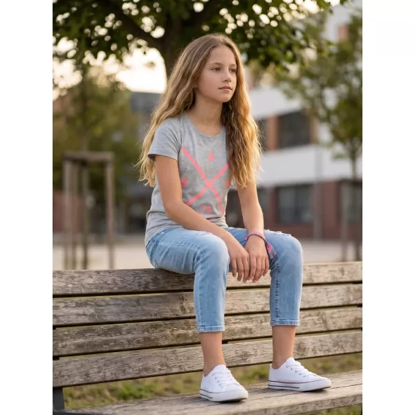  Girl's T -Shirt mit kurzen Ärmeln SAM 73 CAROLINE GT 554 HELLGRAU 