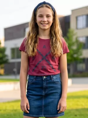 Girl's T -Shirt mit kurzen Ärmeln SAM 73 CAROLINE GT 554 DUNKELROSA