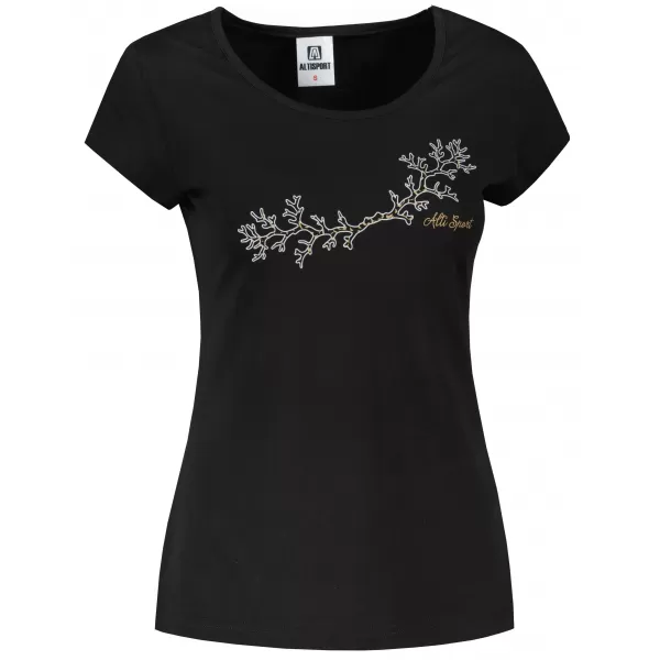  Damen-T-Shirt ALTISPORT ALW128122 SCHWARZ UND GOLD 