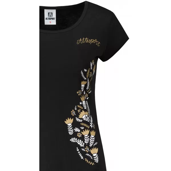  Damen-T-Shirt ALTISPORT ALW130122 SCHWARZ UND GOLD 