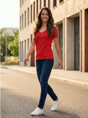 Frauen t -Shirt mit kurzen Ärmeln SAM 73 UNA WT 866 ROT