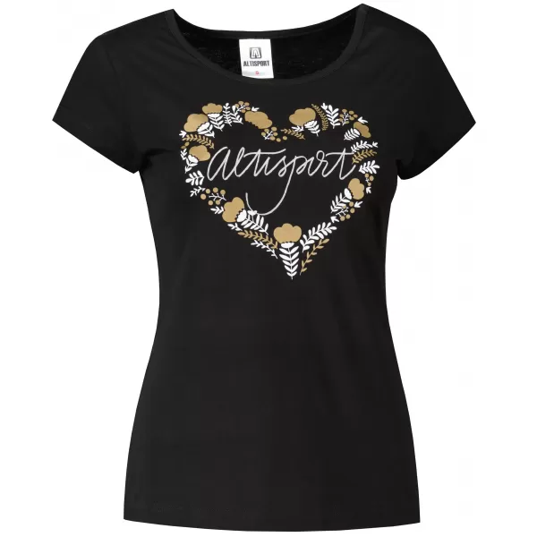  Damen-T-Shirt ALTISPORT ALW131122 SCHWARZ UND GOLD 