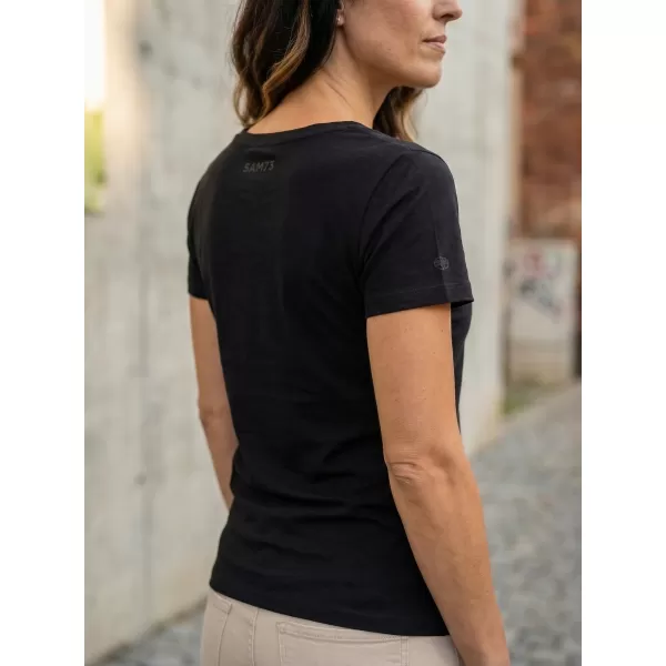  Frauen t -Shirt mit kurzen Ärmeln SAM 73 UNA WT 866 SCHWARZ 