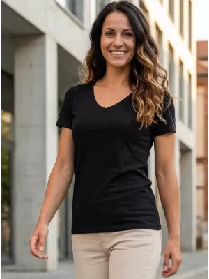 Frauen t -Shirt mit kurzen Ärmeln SAM 73 UNA WT 866 SCHWARZ