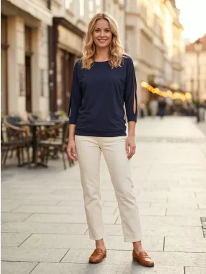 Damen-T-Shirt mit 3/4-Ärmeln SAM 73 VIVIAN WT 863 DUNKELBLAU