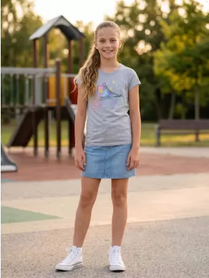 Mädchen-T-Shirt mit kurzen Ärmeln SAM 73 URSULA GT 563 HELLGRAU