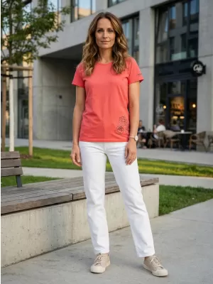Damen-T-Shirt mit kurzen Ärmeln SAM 73 BETHANY WT 846 LEUCHTEND ROSA