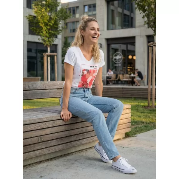  Damen-T-Shirt mit kurzen Ärmeln SAM 73 ILDA WT 855 WEIß 