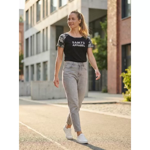  Frauen t -Shirt mit kurzen Ärmeln SAM 73 ROSE WT 850 SCHWARZ 