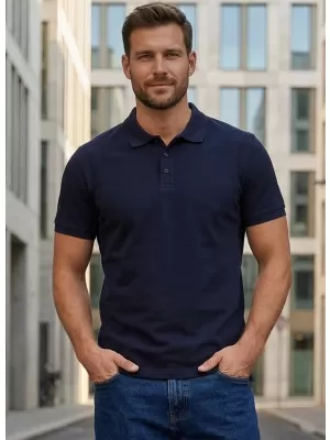 Herren-T-Shirt mit Kragen SAM 73 HENRY MT 788 DUNKELBLAU