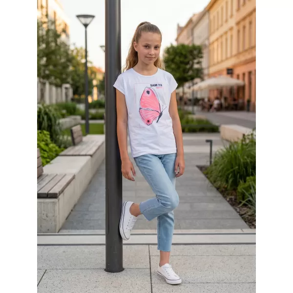  Mädchen-T-Shirt mit kurzen Ärmeln SAM 73 AVERIE GT 566 WEIß 