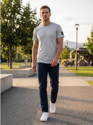 Herren-T-Shirt mit kurzen Ärmeln SAM 73 FREDDIE MT 791 HELLGRAU