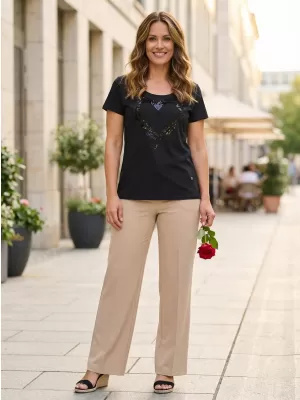 Damen-T-Shirt KIXMI NANETTE SCHWARZ