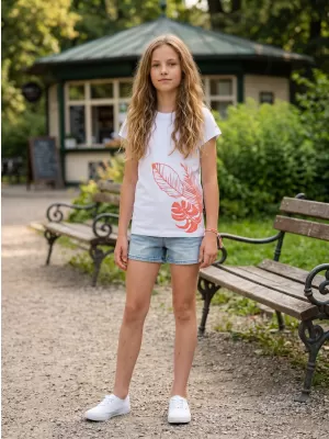 Mädchen-T-Shirt mit kurzen Ärmeln SAM 73 STEPHANIE GT 562 WEIß