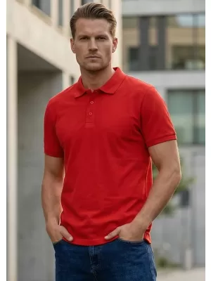 Herren-T-Shirt mit Kragen SAM 73 HENRY MT 788 ROT-ORANGE
