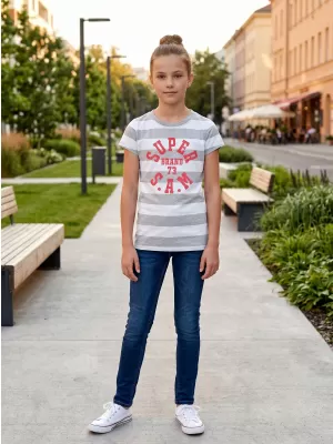 Mädchen-T-Shirt mit kurzen Ärmeln SAM 73 SIOBHAN GT 561 HELLGRAU