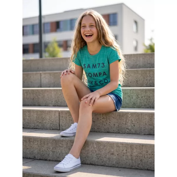  Mädchen-T-Shirt mit kurzen Ärmeln SAM 73 ABLAKA GT 568 TÜRKIS 