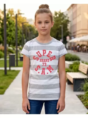 Mädchen-T-Shirt mit kurzen Ärmeln SAM 73 SIOBHAN GT 561 HELLGRAU