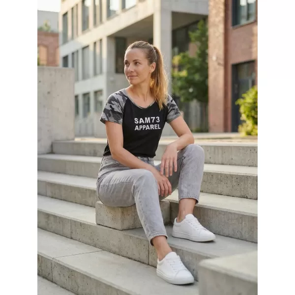  Frauen t -Shirt mit kurzen Ärmeln SAM 73 ROSE WT 850 SCHWARZ 