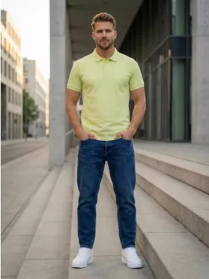 Herren-T-Shirt mit Kragen SAM 73 HENRY MT 788 SVĚTLE GRÜNLICHES GELB