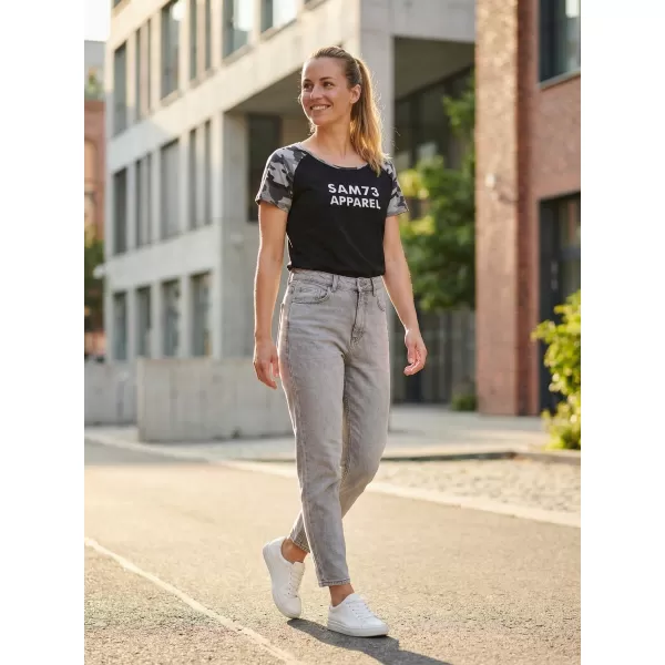  Frauen t -Shirt mit kurzen Ärmeln SAM 73 ROSE WT 850 SCHWARZ 
