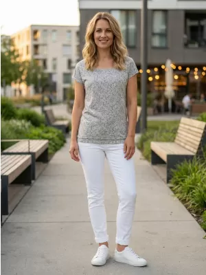 Damen-T-Shirt mit kurzen Ärmeln SAM 73 CINDY WT 859 HELLGRAU