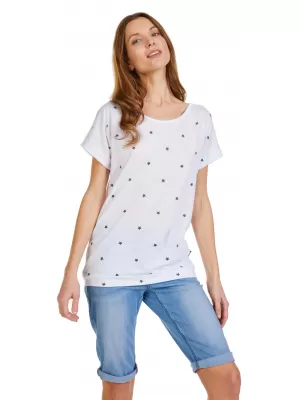 Frauen t -Shirt mit kurzen Ärmeln SAM 73 ROXANNE WT 856 WEIß