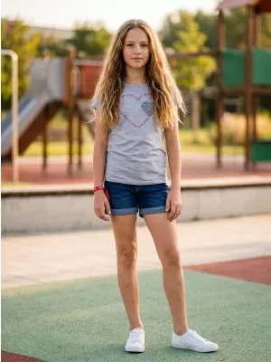 Mädchen-T-Shirt mit kurzen Ärmeln SAM 73 ALAINA GT 564 HELLGRAU