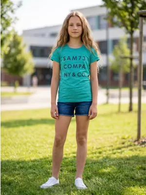 Mädchen-T-Shirt mit kurzen Ärmeln SAM 73 ABLAKA GT 568 TÜRKIS