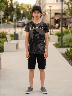 Boy T -Shirt mit kurzen Ärmeln SAM 73 THEODORE BT 563 SCHWARZ