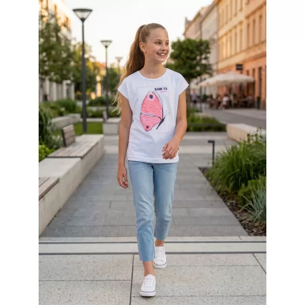  Mädchen-T-Shirt mit kurzen Ärmeln SAM 73 AVERIE GT 566 WEIß 
