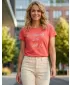 Damen-T-Shirt mit kurzen Ärmeln SAM 73 RENÉE WT 842 LEUCHTEND ROSA