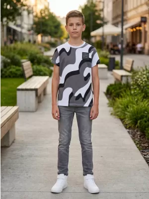 Boy T -Shirt mit kurzen Ärmeln SAM 73 OSCAR BT 555 SCHWARZ